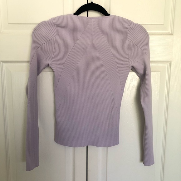 Rag & Bone New York Lilac Purple Asher Rib Long Sleeve Square Neck Top Size S - Picture 8 of 9